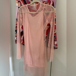Sincerely Jules Blush Pink Mesh Long-Sleeve Dress